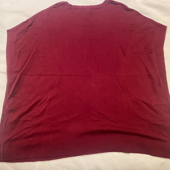 C J Banks Red Crew Neck Poncho, Size X/!X - Picture 2 of 3